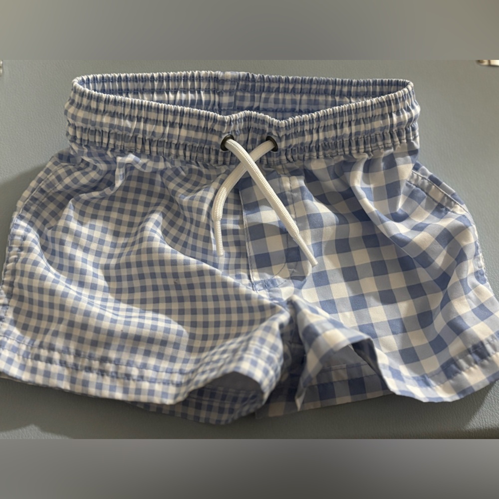 Carters Baby Blue Gingham Checkered Trunks